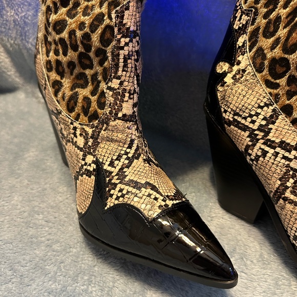 Cape Robbin Leopard & Snake Print Western Boots with Black Accents - Picture 2 of 2